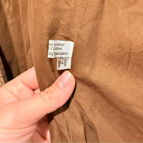 Scully Ladies Laser Cut Leather Coat Large L Tan Mid Length Fall Boho Luxury - Picture 5 of 11